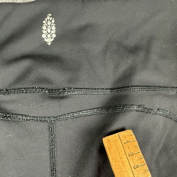 Free People FP Movement Shanti Straight Leg Pants Womens M Black Crossover Waist - Picture 8 of 15